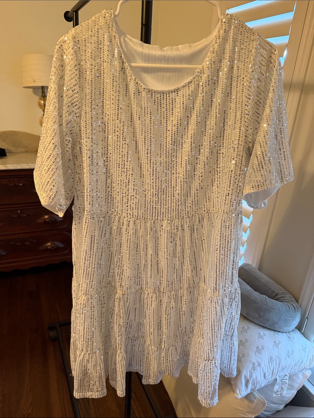 Amazon White Sequin Mini Dress